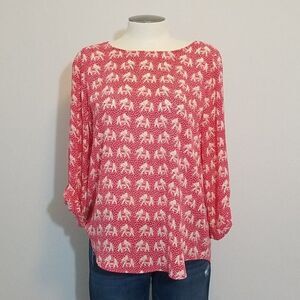 41 Hawthorn Elephant Print Boho Blouse Medium